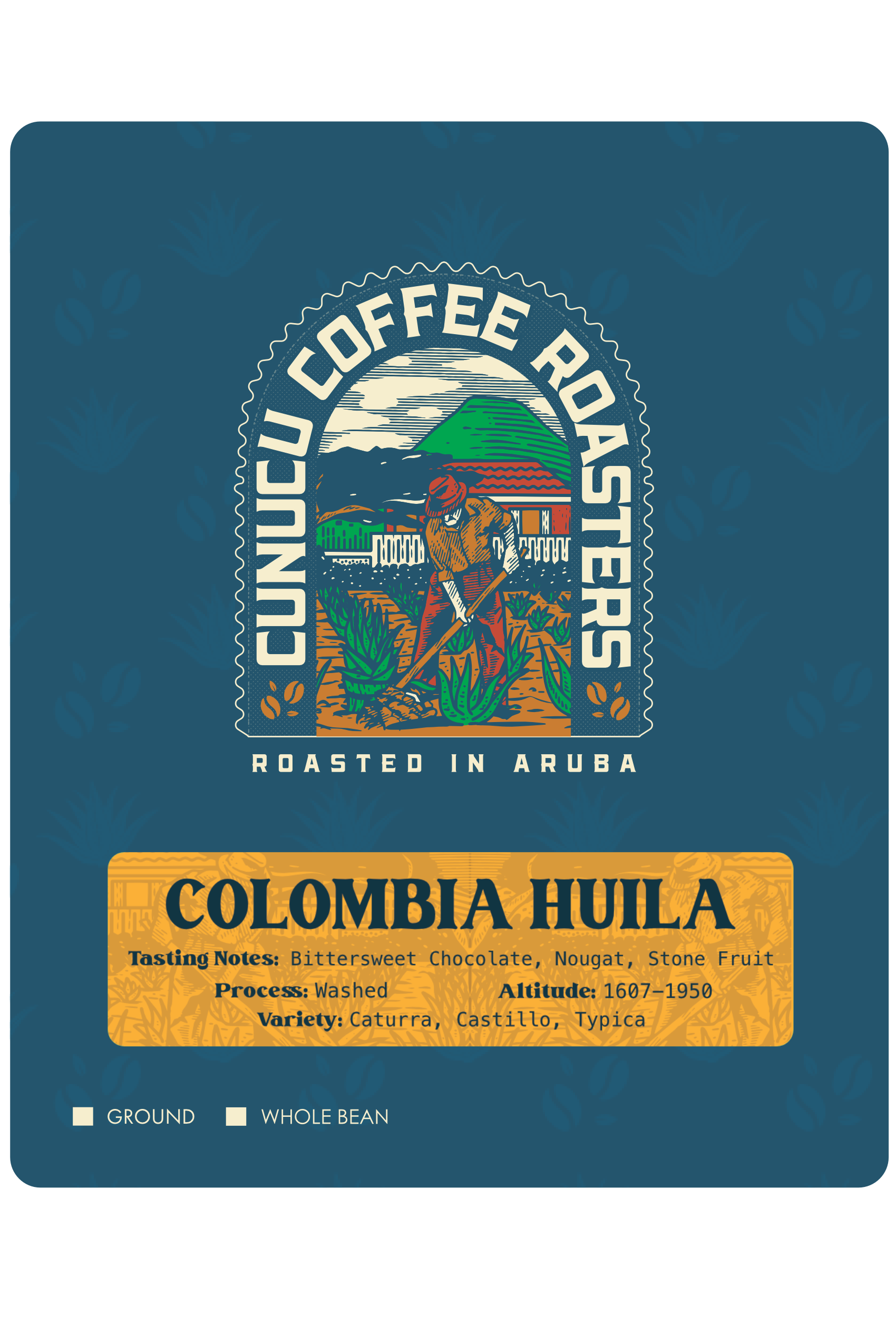 Original Colombia Huila coffee pouch artwork