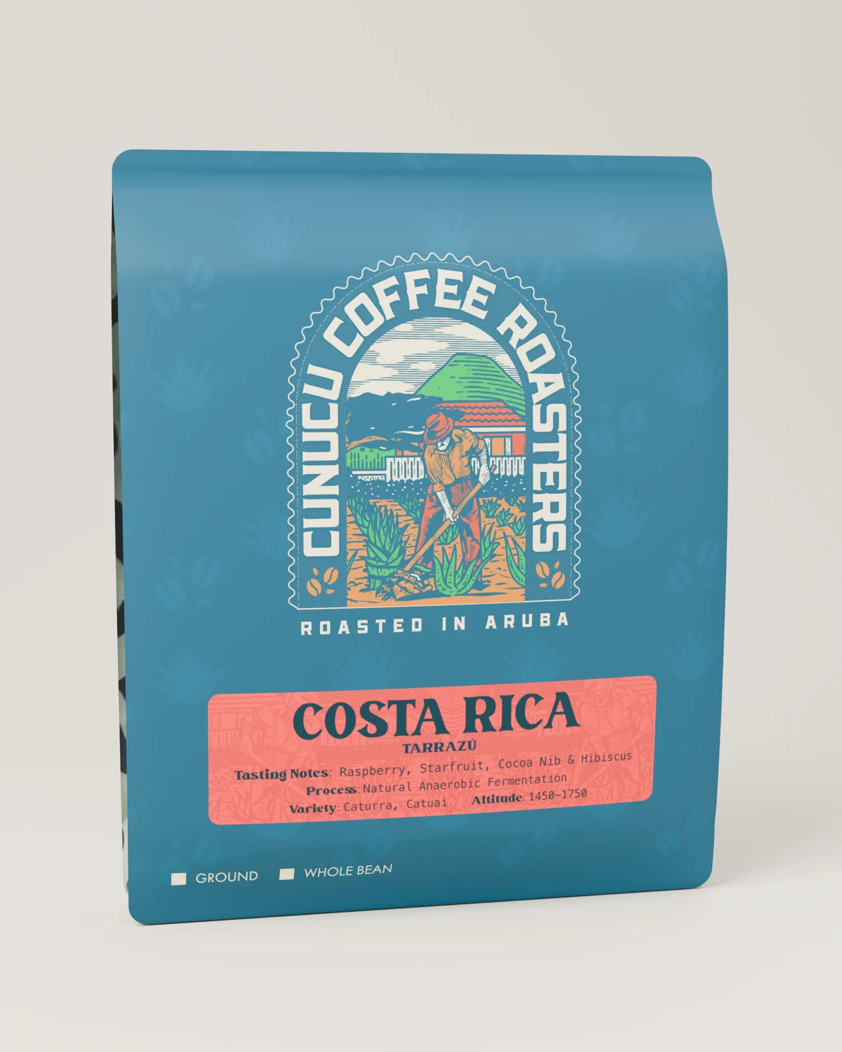 Cunucu Costa Rica Tarrazú coffee in its original illustrated bag